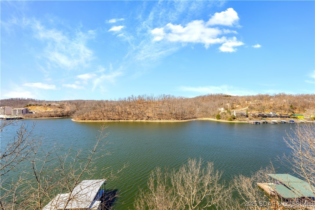 Panoramic lake view from the deck overlooking the cove